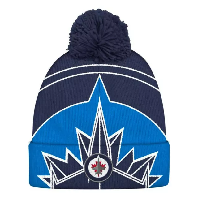 Winnipeg Jets NHL Adidas Unisex Navy Blue Cuffed Pom Knit Hat