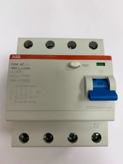 Abb 100A Rcd 4 Pole 30Ma 4 Mod F204A-100/0.03L 2Csf204123R191900 (1118)