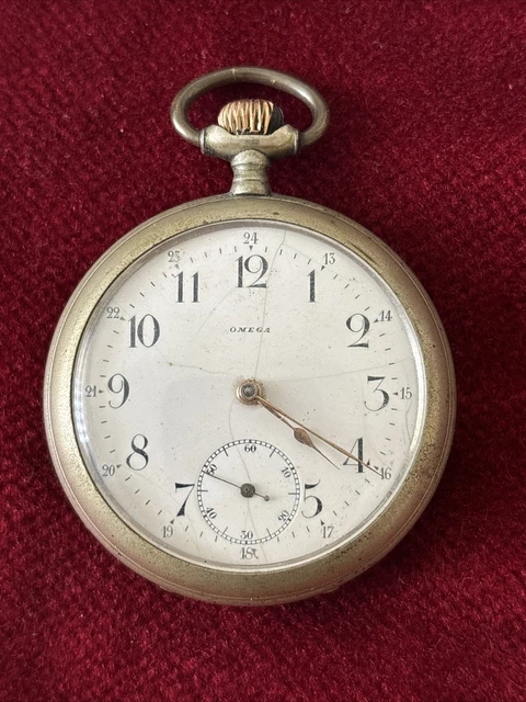 Montre Gousset Omega Ancienne à Restaurer - Mouvement Mécanique Manuel - Pièces Manquantes