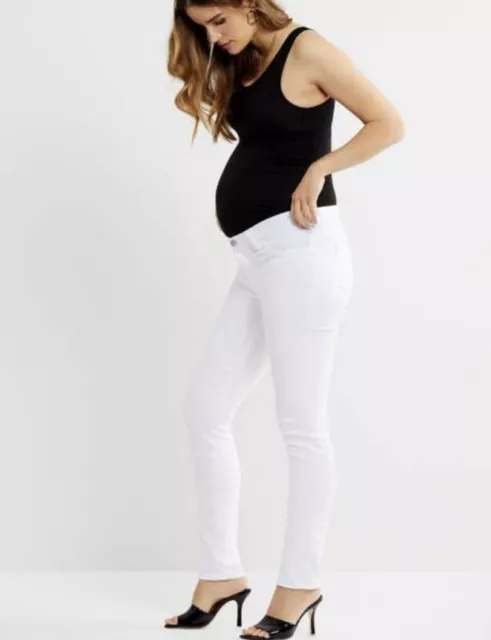 J Brand Maternity Jeans Mama J Rail Women Sz 29 White Denim Side Panels 3