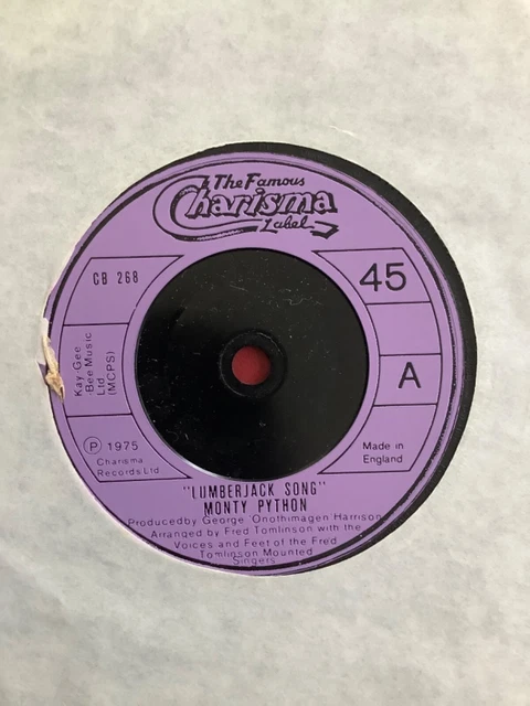 Monty Python. Lumberjack song. . 7" SINGLE     VG +. Charisma. 1975