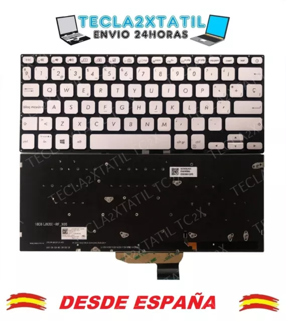 Teclado Para Asus Vivobook S430F Español Sin Marco Retroiluminado Plata