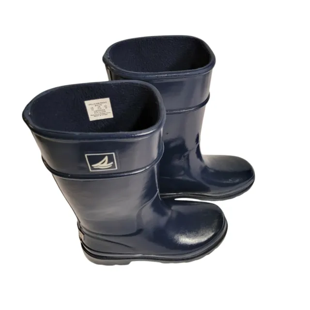 Sperry Top-Sider Boys Pelican Navy Blue Waterproof Rubber Rain Boots Size 12