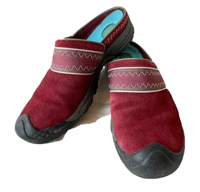 RYKA NITRACEL SLIP On Mule Comfort Clog Burgundy Suede Size 7m