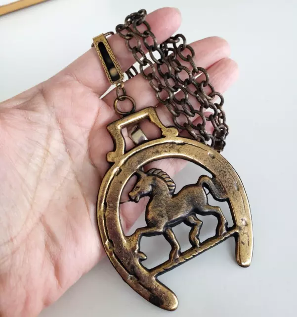 VINTAGE RARE BARREL Equestrian Horse Brass Medallion Brass Horse Ornament  $40.00 - PicClick