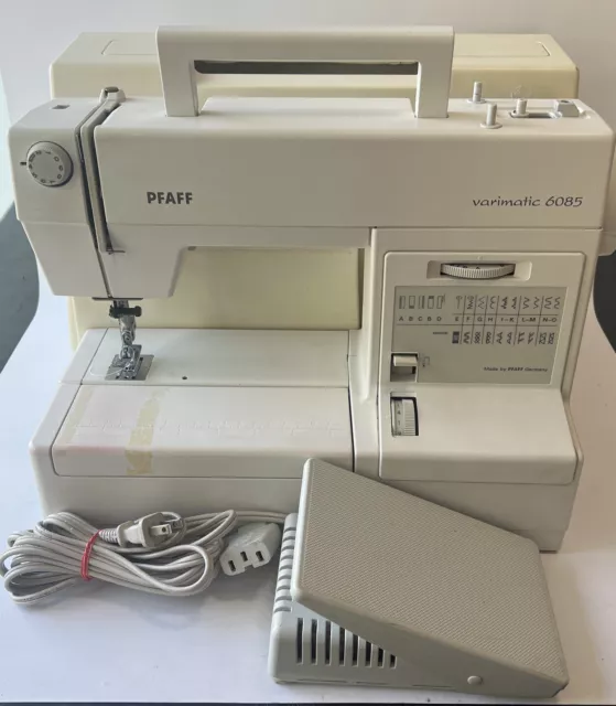 PFAFF Varimatic 6085 Sewing Machine with Foot Pedal And Case PFAFF Germany White PFAFF Varimatic 6085 Sewing Machine with Foot Pedal And Case PFAFF Germany White