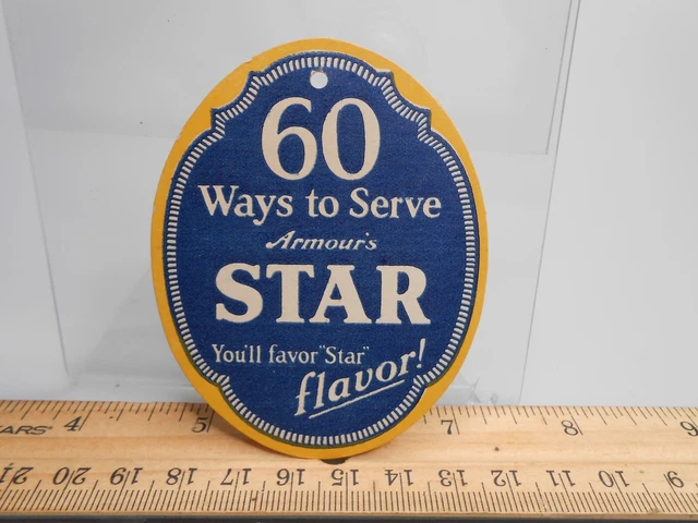 Vintage Armour Star Ham Paper Tag Product Advertising Trade Card Business
