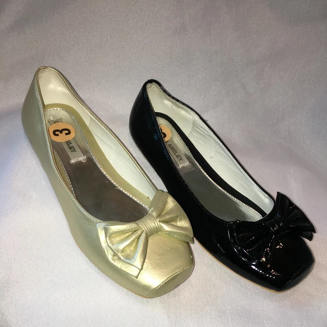 Girls 3M MUTED GOLD or BLACK PATENT FLATS by LAURA ASHLEY Size 3M  NEW~Free Ship