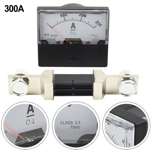 Amperometro Amp Metro Shunt Ampere E Pannello Classe 2.0 Dc 0-200A/300A/75mV