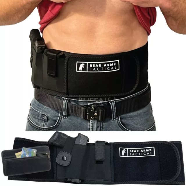 Belly Band Holster for Concealed Carry Fits Glock Sig S&W 380 9mm 40 45 IWB/OWB