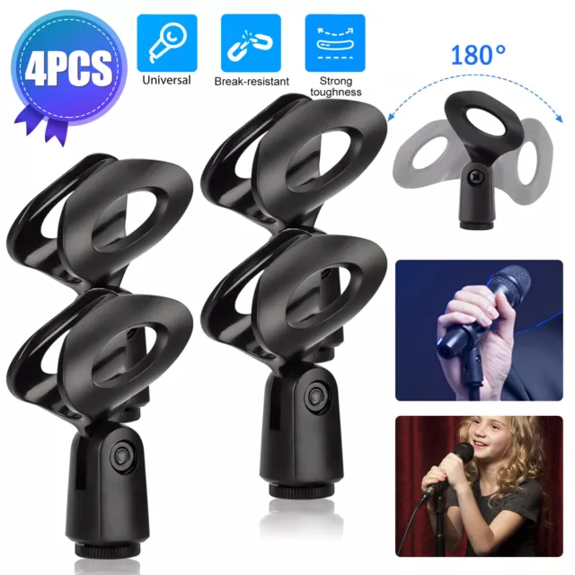 4 PCS 180° Universal Microphone Clips Clamp Holder For Wired/ Wireless Mic Stand