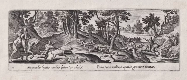 Hasenjagd Hase hare hungting Jagd engraving Kupferstich H.Bol Ph.Galle 1582