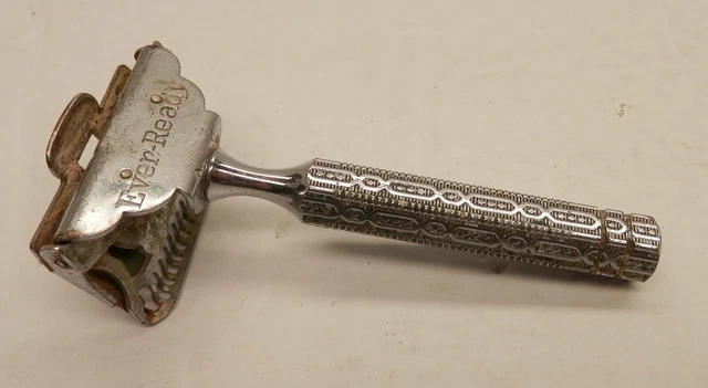 VINTAGE EVER READY Safety Razor Single Edge Ornate 6-Sided Metal Handle ...