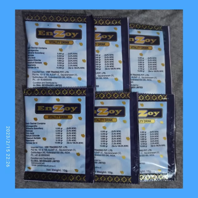 EnZoy Vitality, 6 sachets de 10 gr Péremption 06/2024 livraison mondial Relais