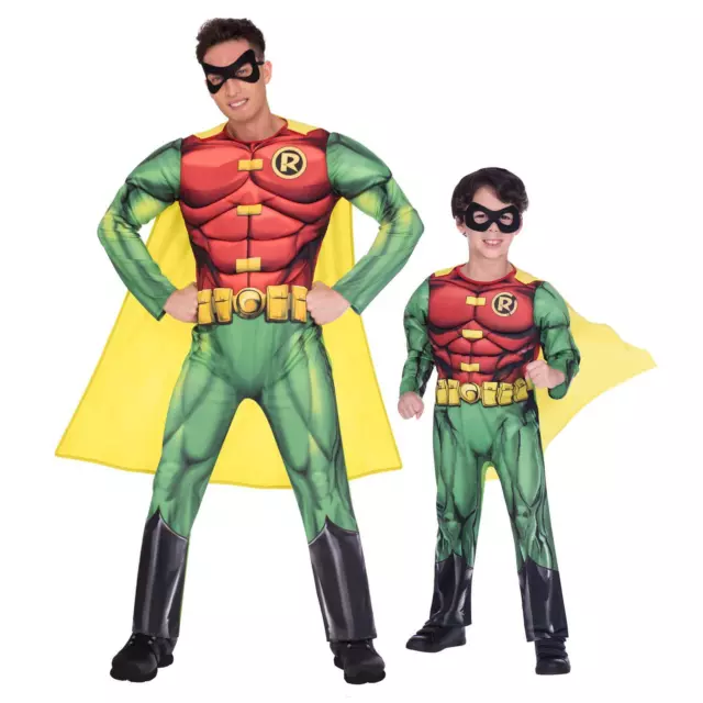 Deluxe Batman Robin Fancy Dress Superhero Costume Titans Kids Boys Mens Book Day