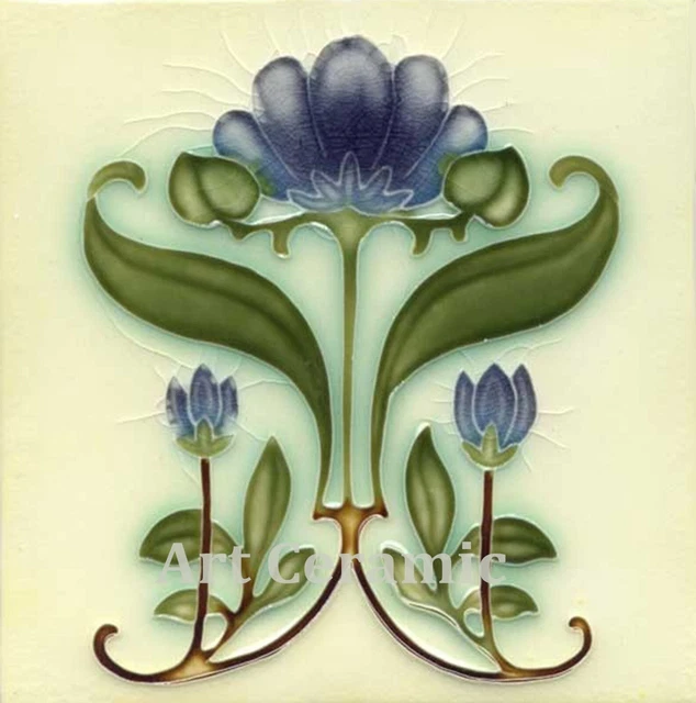 Art Nouveau Ceramic wall fireplace tile #00041