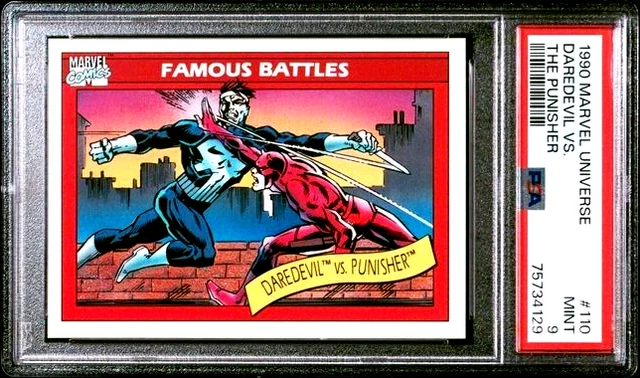 PSA 9 MINT 1990 Impel Marvel Universe Famous Battles Punisher vs Daredevil #110