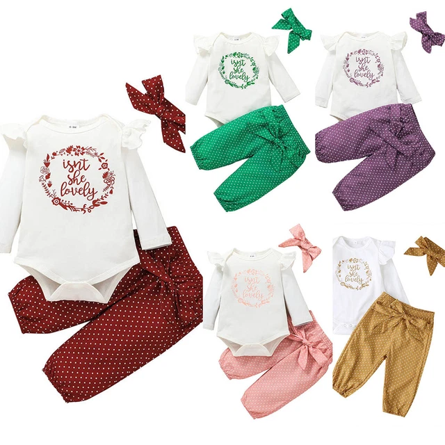 Abiti per bambine neonate pumper pantaloni a macchie superiori set fascia vestiti