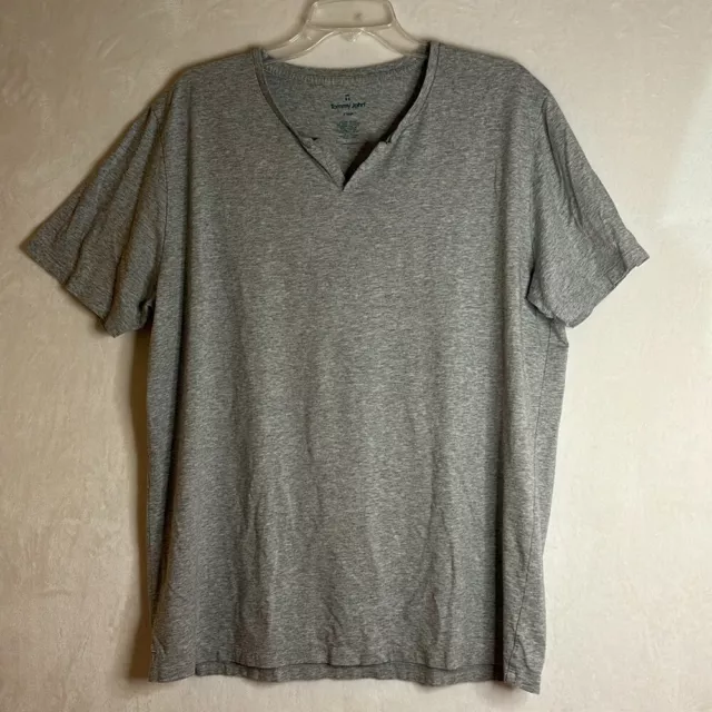 Tommy John Men's Notch Neck Short Sleeve Second Skin Moroccan Grey Shirt Size XL