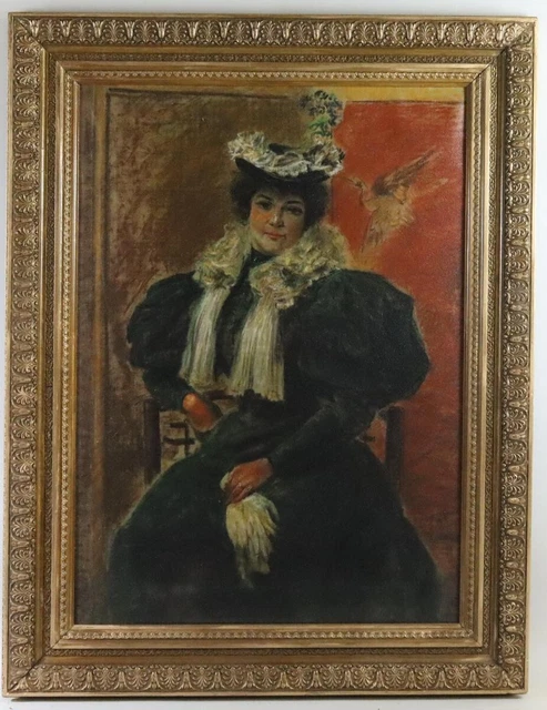 DAMENBILDNIS PORTRAIT ÖLGEMÄLDE unleserlich signiert datiert 1896 ...