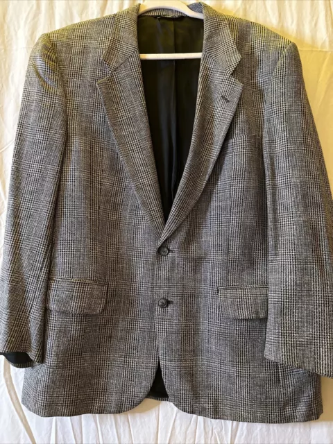 Burberry’s Black White Plaid  Lightweight Wool Sport Coat PreO Good See Photos