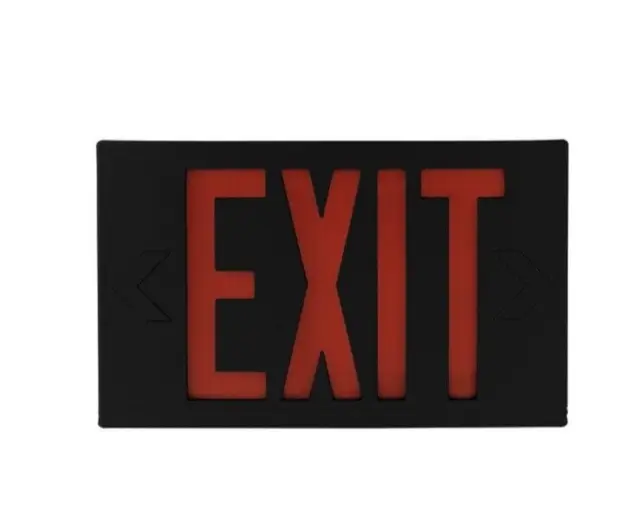 💥Exitronix VEX-U-BP-LB-BL LED Black Exit Sign Red Letters New in Box