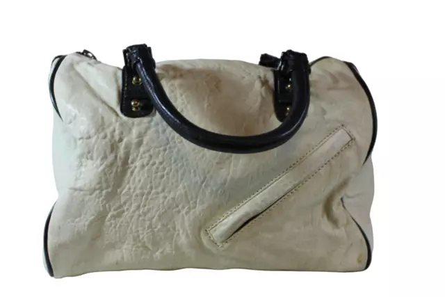 3.1 Phillip Lim White and Black Leather Top Handle Satchel Purse Pocket Handbag