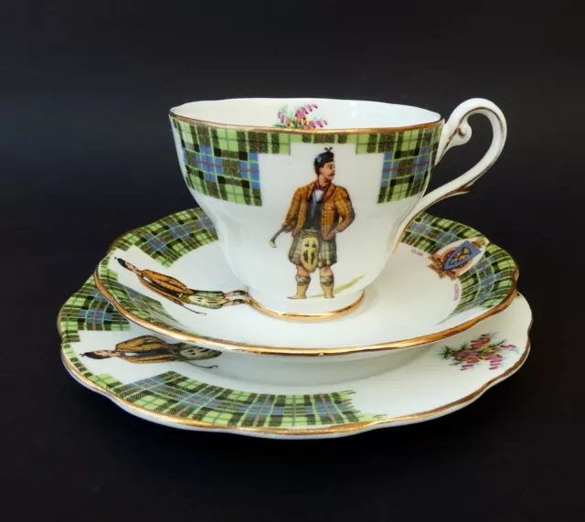 Vintage Royal Standard Bonnie Scotland Trio Cup Saucer Plate Set - Clan Morrison