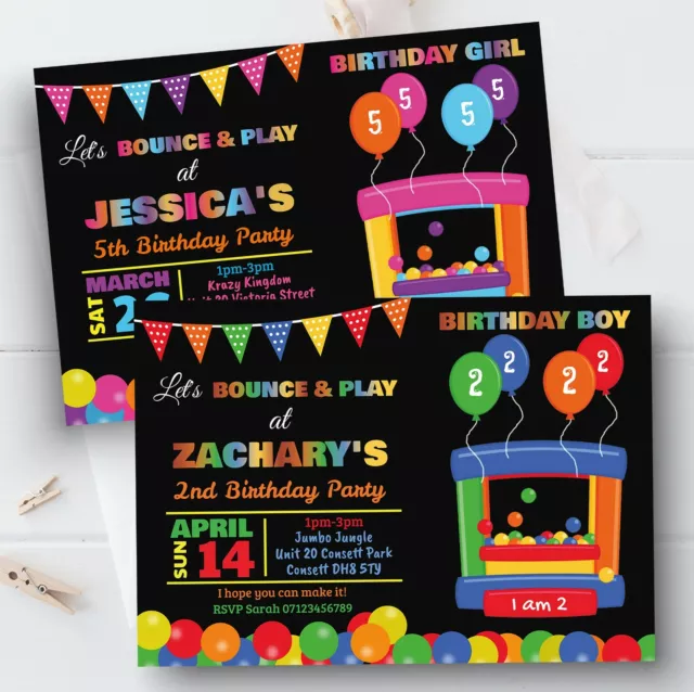 10 Personalised Kids Bouncy Castle Boy Girl Birthday Party Invitations Invites