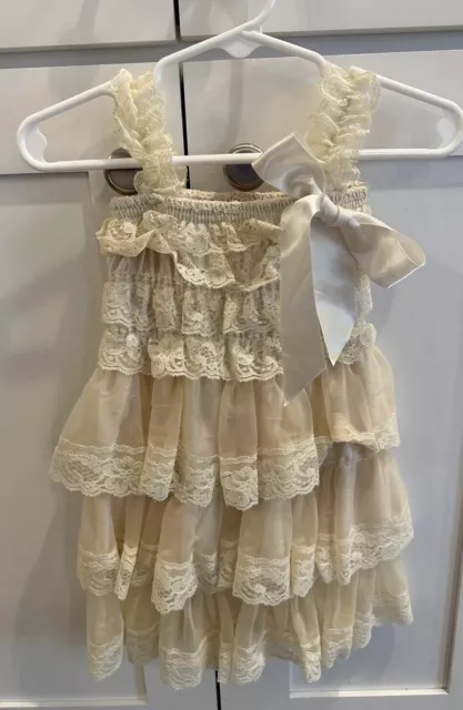 Little Girls Toddler Lace Ivory Dress with Carters Ivory Beige Sweater 18 mo