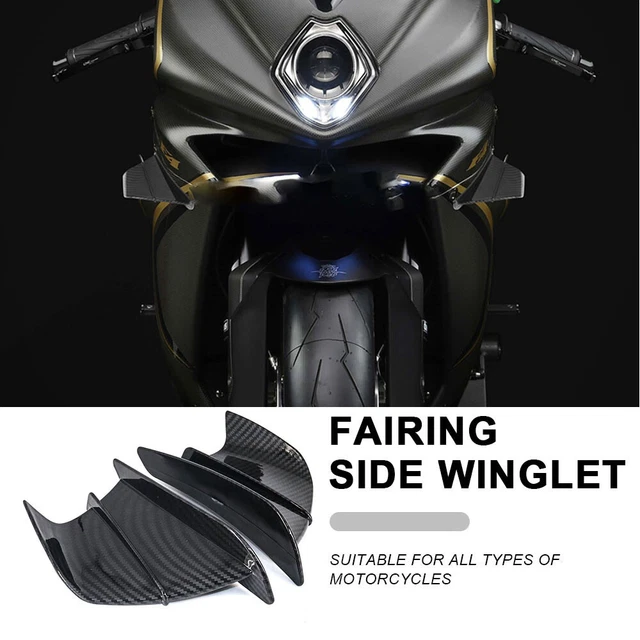 2x Carbon Fiber Look Motorcycle Winglets Air Deflector Wing Kit Spoiler Trim ABS