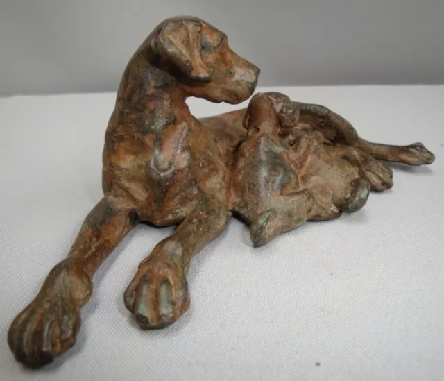 Estatua Perro Fauna Art Deco Estilo Art Nouveau Estilo Bronce sólido Firmado 2