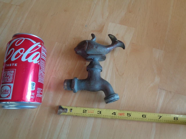 Vintage - Brass Spigot Handle Whale Garden Outdoor Water Hose Valve Faucet