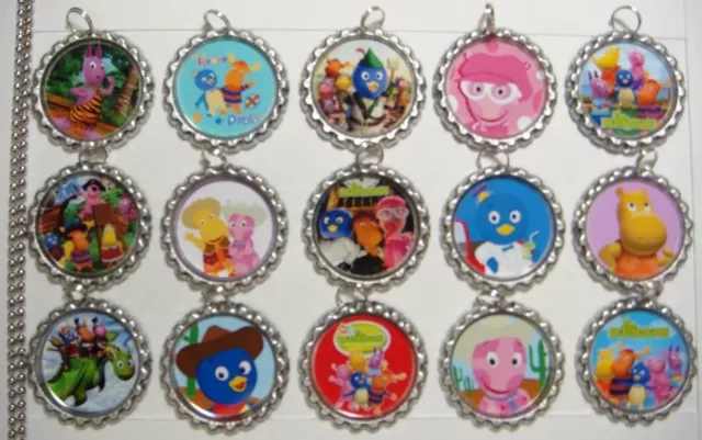 15 Backyardigans Silver Flat Bottle Cap Necklaces Set 1