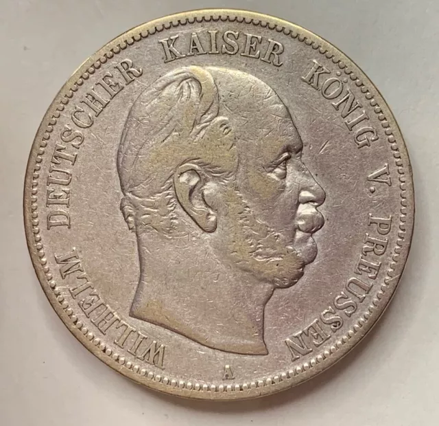 5 Mark 1874 A . Kaiserreich  Wilhelm  . Preussen . Silbermünze