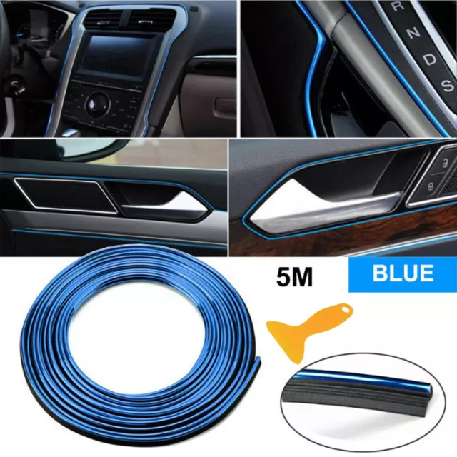 5M CAR INTERIOR Room Decoration Blue Design Metallic Strip Line