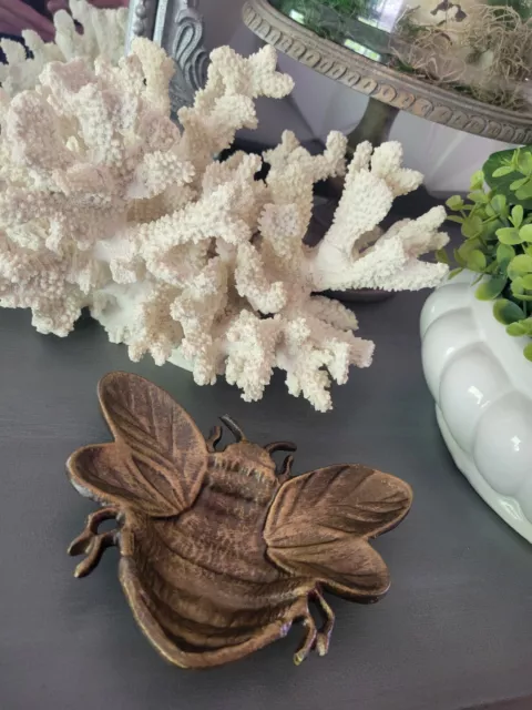 Antiqued Metal Honey Bee Trinket Dish