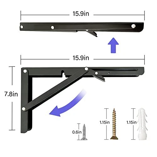 FOLDING SHELF BRACKETS Heavy Duty Shelf Brackets, Collapsible 16 Inch 2