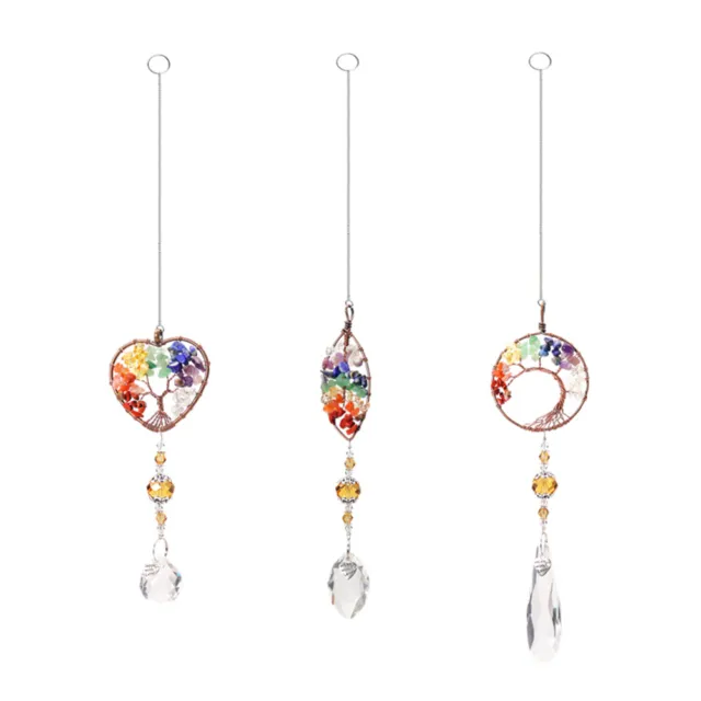 Hanging Crystal Tree Stone Beads Prism Pendant Craft Decor AU