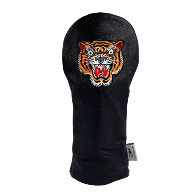 Hand Embroidered Tiger Genuine Leather Driver Golf Club Headcover by Sunfish