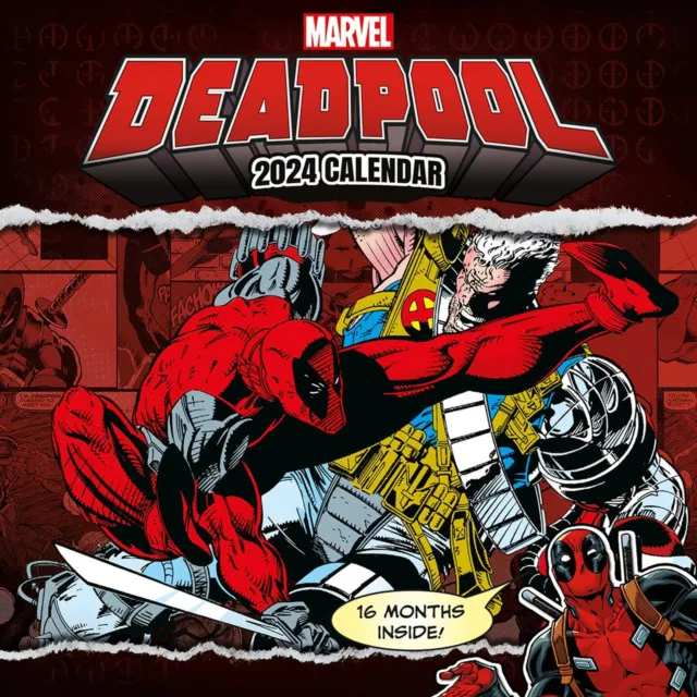 Marvel Deadpool Calendar 2024 - Month to a View Planner 30cm x 30cm, Marvel Gift