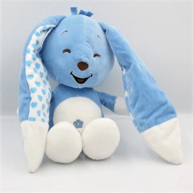 Doudou lapin bleu blanc coeurs étoiles AUCHAN BABY - 21739
