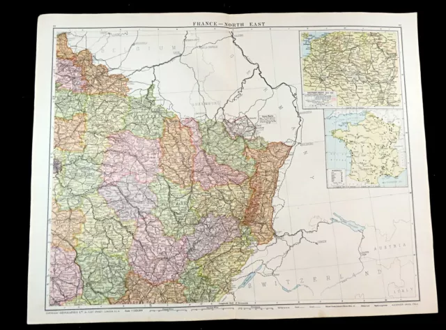 FRANCE WESTERN FRONT Map 1914 Post WW1 Interwar Period Antique Large ...