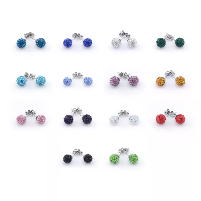 Shamballa Balle Oreille Clou Multi Cristal Clay Boucles D'Oreilles - 8mm ( Paire