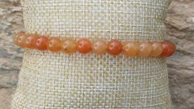 Bracelet Boule Lithothérapie Pierre Naturelle Aventurine Orange A+ 6mm