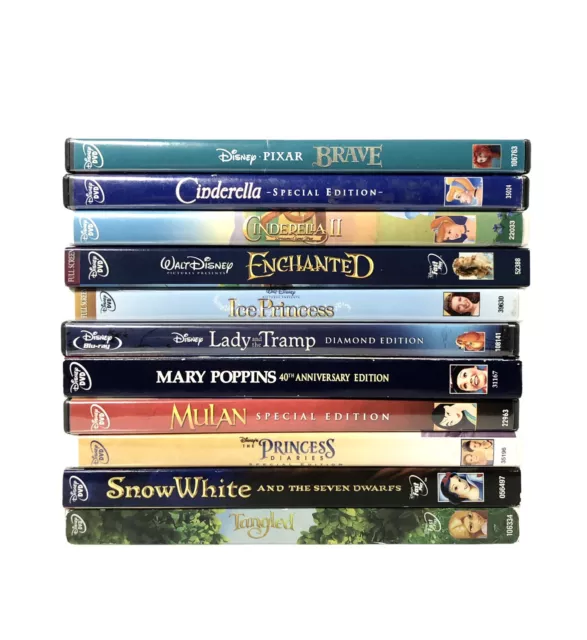 11 Collectible Disney Princess DVDs Lot. Classics! Cinderella Snow White Brave