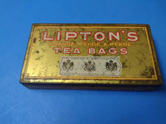 Lipton Orange Pekoe & Pekoe 1940 s tea bag tin Vintage