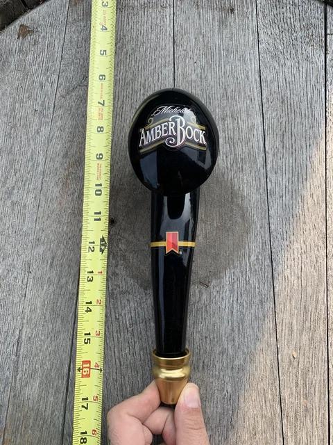 Michelob Amber Bock Black Curled Hook Resin Beer Tap Handle 10” Pub Keg Bar