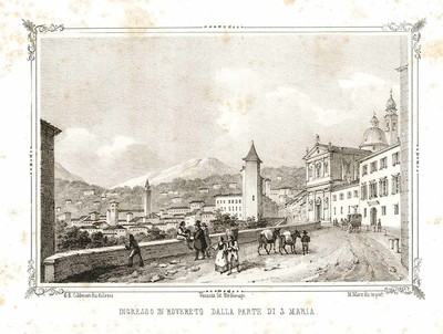 Stampa antica originale Roveredo Rovereto Trento Trentino Alto Adige Italy 