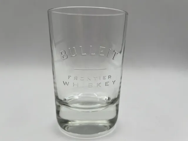 Bulleit Bourbon Frontier Whiskey Embossed Oval Weighted 4.25" Glass- Italy EUC